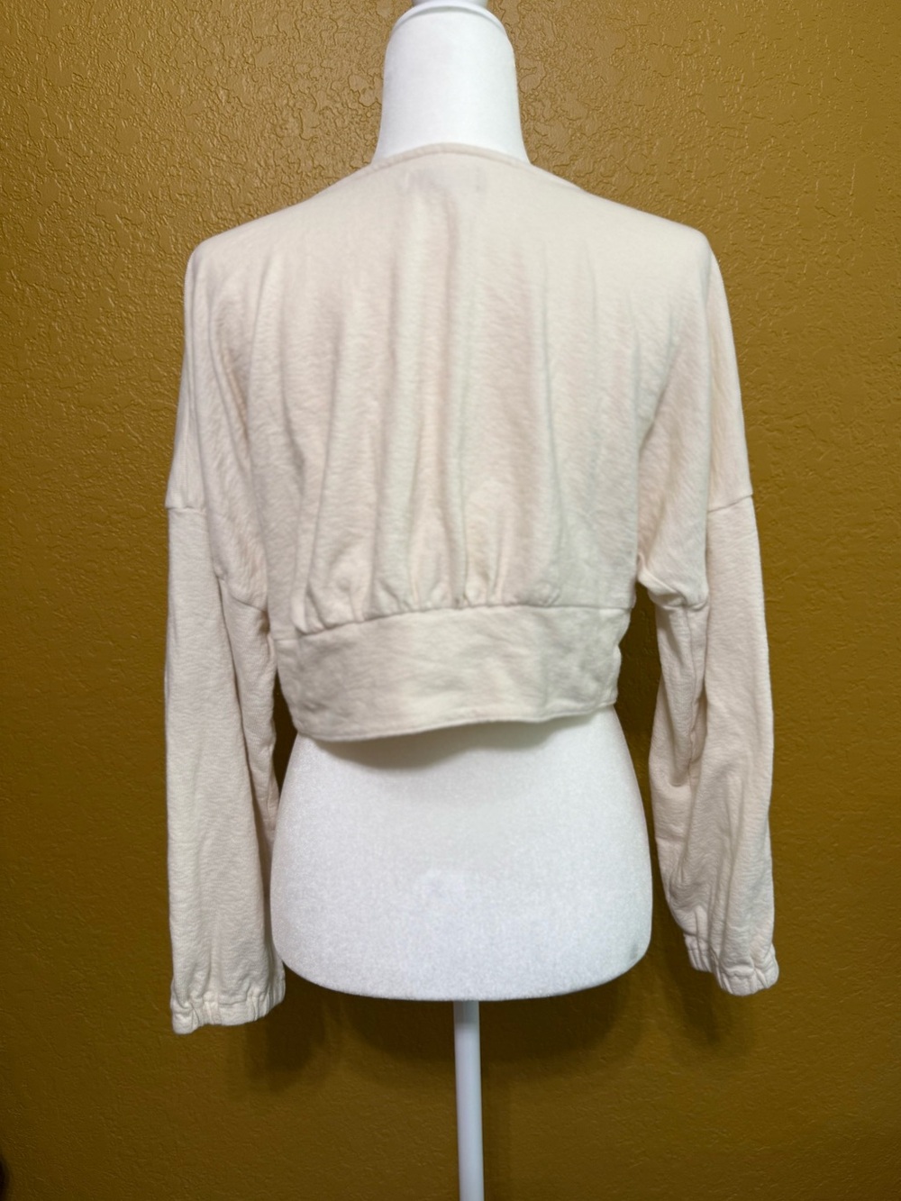 Madewell Cream Button-Front Balloon Sleeve Crop Top - Large - Picture 3 of 10